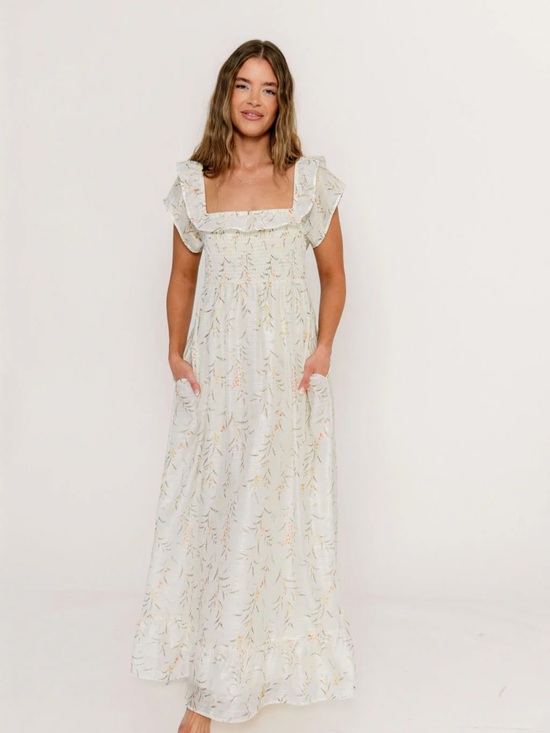 Worth Collective Dresses & Skirts - Worth Collective Deidra Maxi Dress in Cream - Bump Friendly